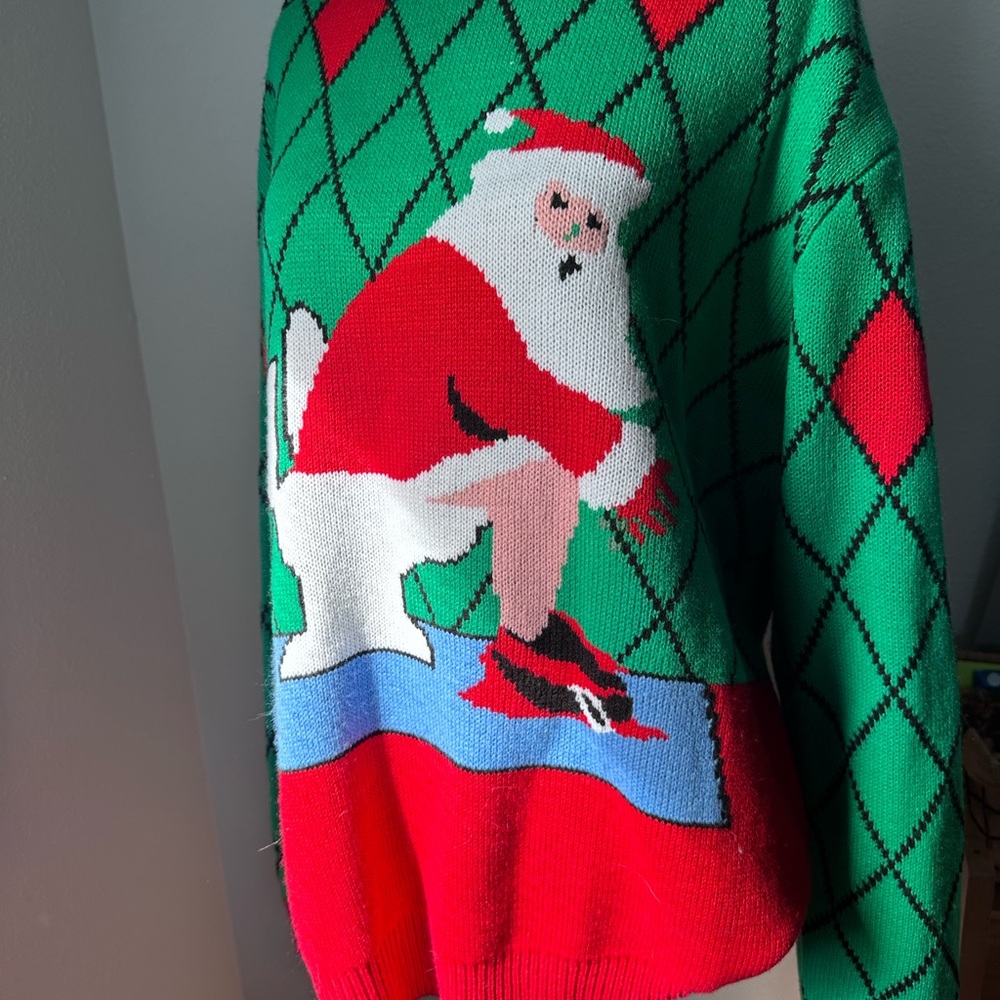 Festive Green and Red Santa Sweater